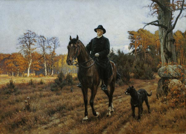 Bismarck on Horseback with Dog (oil print) from Ernest Henseler