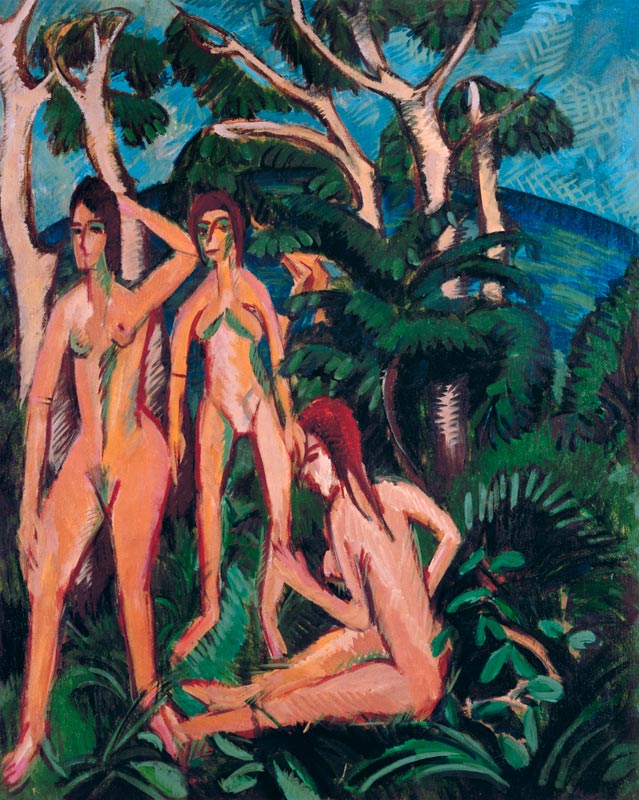Taking a bath under trees from Ernst Ludwig Kirchner