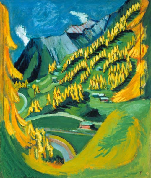 Mountain slope with yellow trees from Ernst Ludwig Kirchner