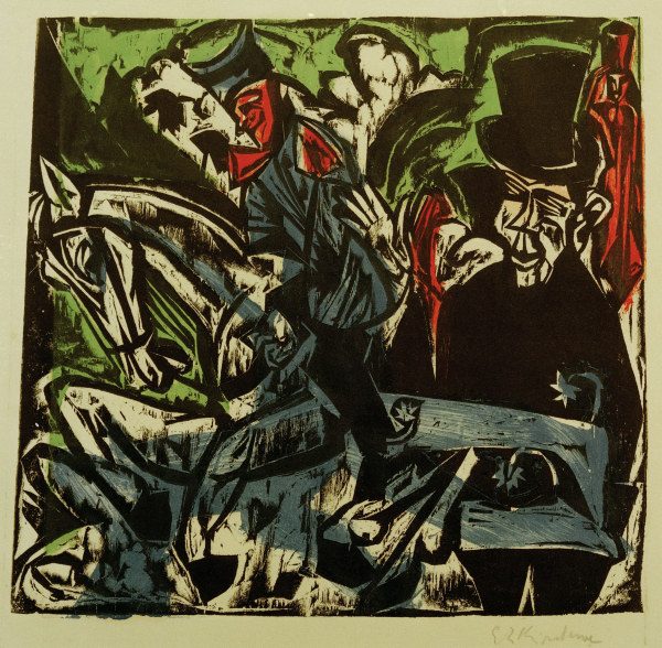 Schlemihl meets with the gray man on the street from Ernst Ludwig Kirchner