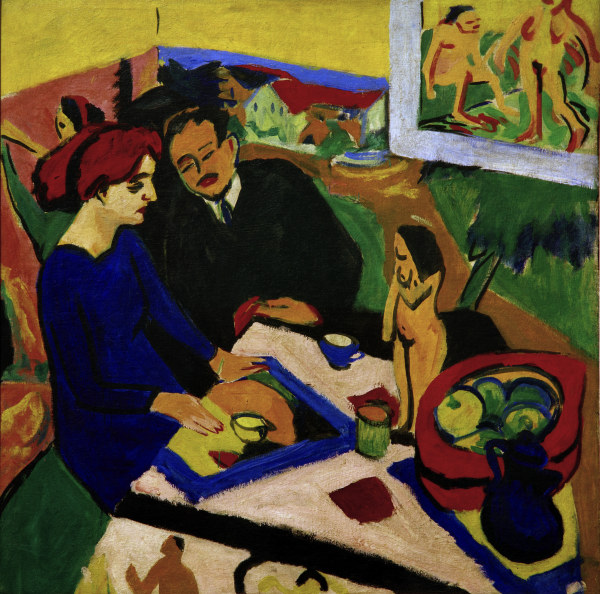 Doris and Heckel at the table from Ernst Ludwig Kirchner