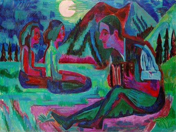 Handorgler in moonlit night from Ernst Ludwig Kirchner
