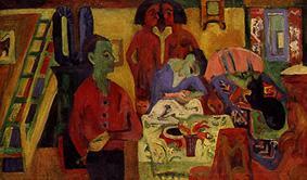 Interior with painter from Ernst Ludwig Kirchner
