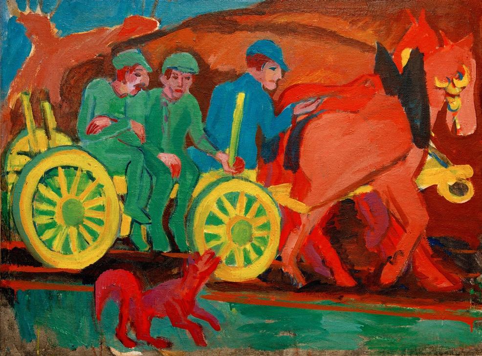 Pferdegespann mit drei Bauern from Ernst Ludwig Kirchner