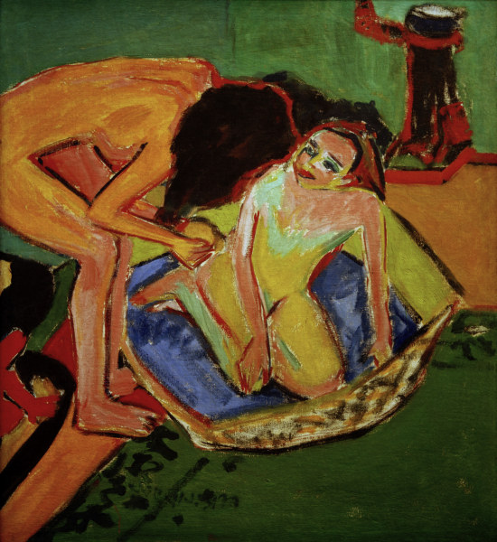 Two nudes with bath and stove from Ernst Ludwig Kirchner
