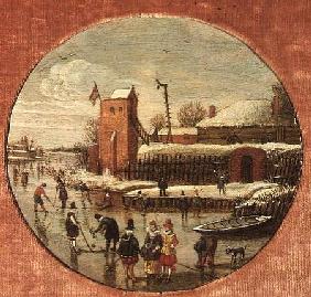 Winter Landscape with Skaters (panel)