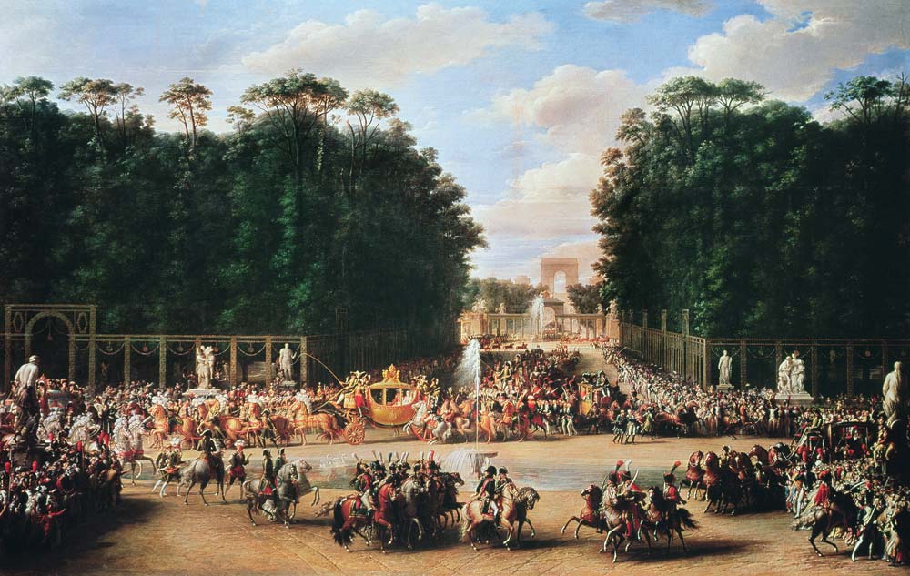 The marriage procession of Napoleon I and Marie-Louise crossing the Jardin des Tuileries on 2nd Apri from Etienne-Barthelemy Garnier