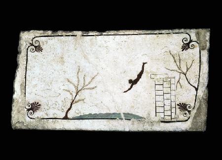 Painting from the Tomb of the Diver from the southern cemetery at Paestum