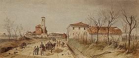 View of the church Bicona at Novara after the battle. from the king Ludwig album from Eugen Adam