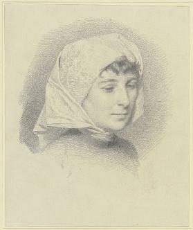 Kopf einer jungen Frau mit Tuch