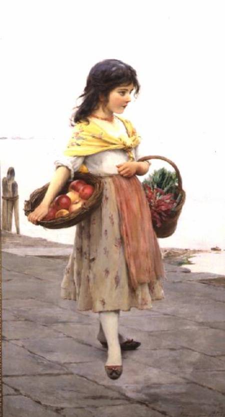 Young Girl Selling Fruits and Vegetables from Eugen von Blaas