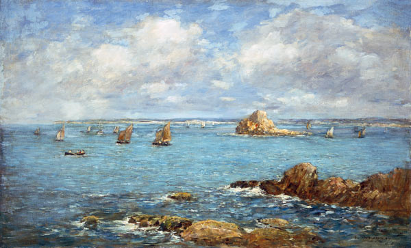 Douarnenez, sea bay with ships from Eugène Boudin