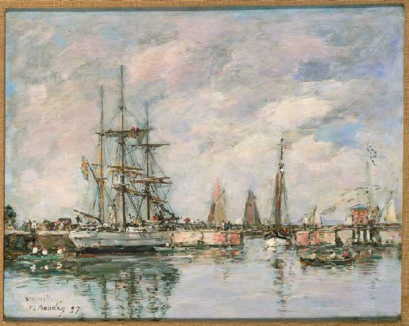 Norwegian three mast ship in the port Deauville from Eugène Boudin