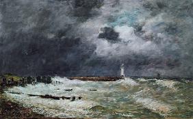 Storm at the coast with Le Havre