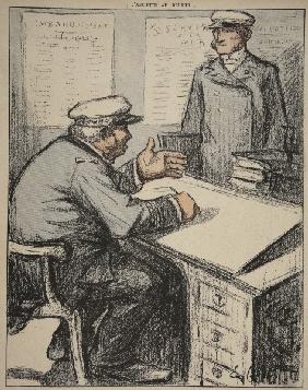 Two maritime gentlemen in their offices, illustration from ''L''assiette au Beurre: Les Fonctionnair