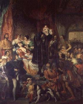 The Birth of Henri IV (1553-1610) at the castle of Pau, 13th December 1553