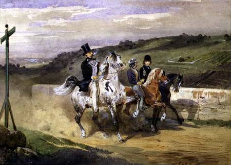 Horace Vernet and his Children Riding in the Country from Eugène Louis Lami