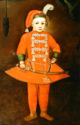 A Young Swordsman (oil on canvas) from European School, (18th century)