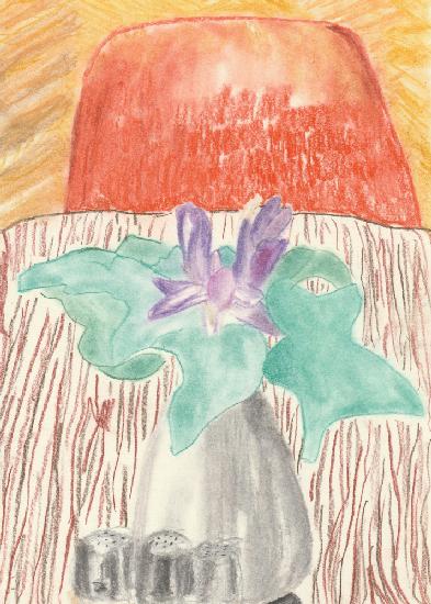 Vase mit Irisblüte