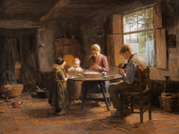 A Dutch Interior - Grace Before the Meal from Evert Pieters