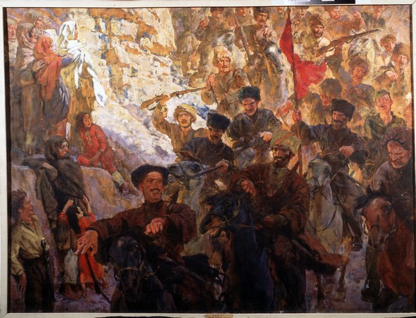 Die rote Partisanen Dagestans (Triptychon, Mittelteil) from Evgeni Evgenievitch Lanceray
