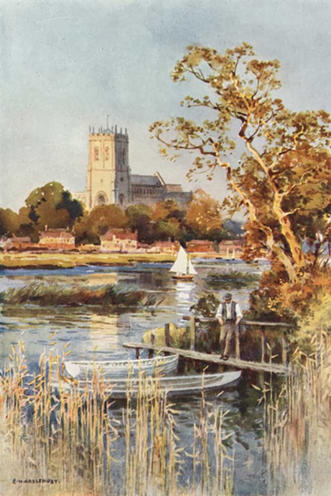 Christchurch Priory from Wick Ferry from E.W. Haslehust