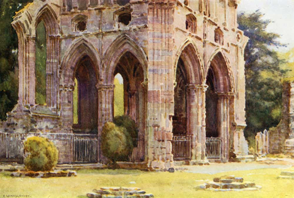 Dryburgh Abbey: The Tomb of Sir Walter Scott from E.W. Haslehust