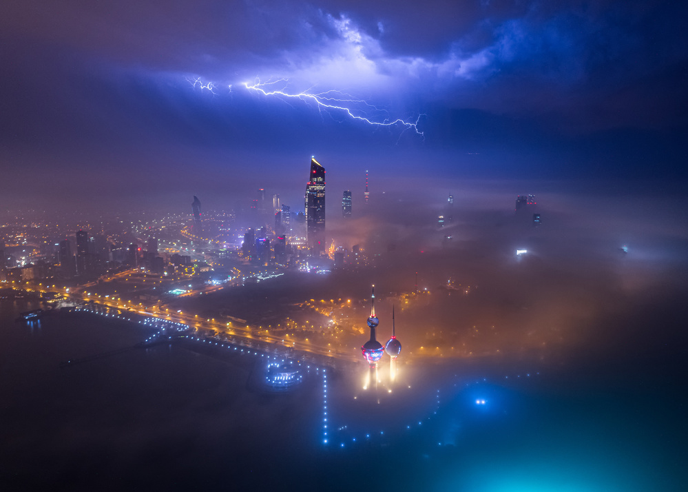 Fog and Lightning in Kuwait City from Faisal ALnomas