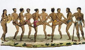 Dance of the Caroline Islanders, plate 22 from 'Le Costume Ancien et Moderne' by Jules Ferrario, pub
