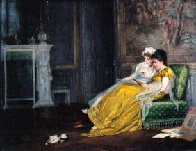 Young ladies at the reading in the drawing-room