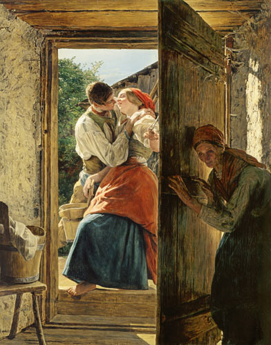 Love people eavesdropped on (the kiss) from Ferdinand Georg Waldmüller