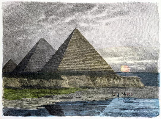 The Pyramids of Giza, from a series of the 'Seven Wonders of the World' published in 'Munchener Bild from Ferdinand Knab