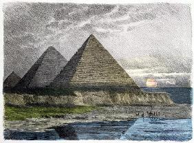 The Pyramids of Giza, from a series of the 'Seven Wonders of the World' published in 'Munchener Bild