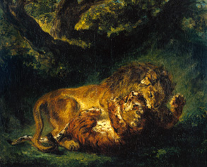 Fight between lion and tiger from Ferdinand Victor Eugène Delacroix