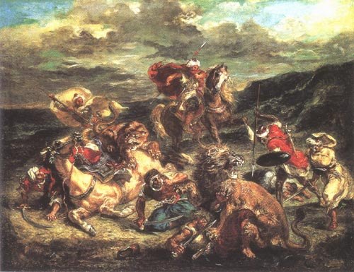 Lion hunting from Ferdinand Victor Eugène Delacroix