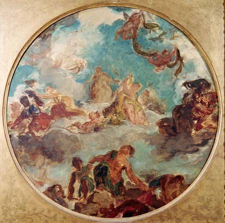 Peace Descending to Earth, study for the central ceiling of the Salon de la Paix in the Hotel de Vil from Ferdinand Victor Eugène Delacroix
