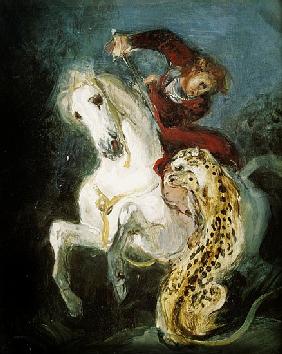 Jaguar Attacking a Horseman, c.1855