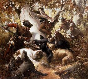 Wild boar hunting in the old days