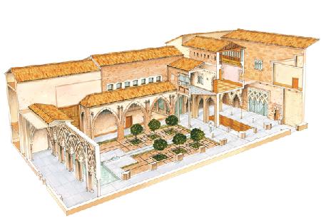 Aljaferia. Zaragoza, Spain. Islamic palace. Santa Isabel courtyard