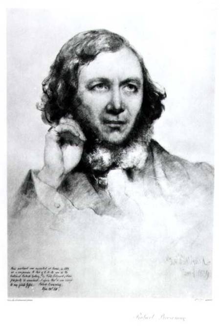 Portrait of Robert Browning (1812-89) 1859  (b&w photo) from Field Talfourd