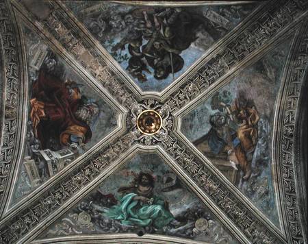 Ceiling in Strozzi Chapel depicting prophets Abraham, Noah from Filippino Lippi