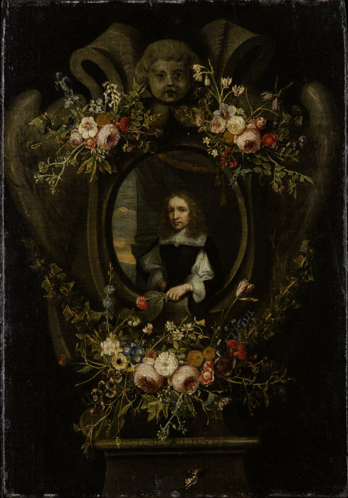 Portrait of a Man Wreathed by Flowers from Flämischer Meister