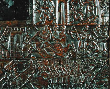 The Courtrai Chest depicting the uprising in Bruges on 18th May during the Battle of the Golden Spur from Flemish School