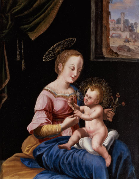 Virgin and Child with the Flight into Egypt from Flemish School