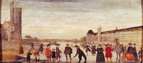 Skaters on the Seine in 1608 from Flemish School