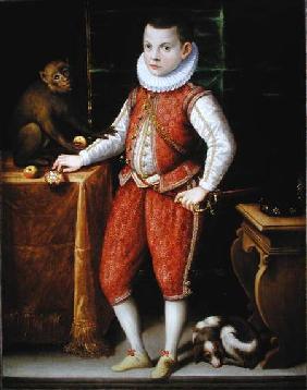 Portrait of a Young Nobleman with a Monkey and a Dog