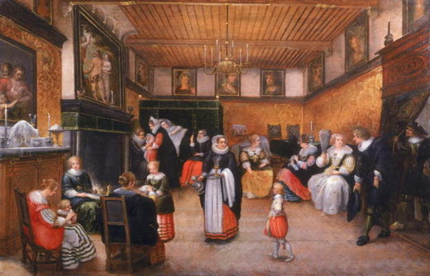 A Christening Party, 1629 (oil on panel) from Flemish School, (17th century)