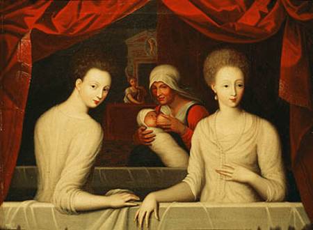 Gabrielle d'Estrees (1573-99) and her sister, the Duchess of Villars from Fontainebleau School