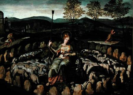 St. Genevieve Guarding her Flock from Fontainebleau School