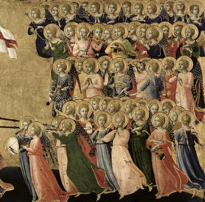 Christ Glorified in the Court of Heaven, detail of musical angels from the right hand side, 1419-35 from Fra Beato Angelico